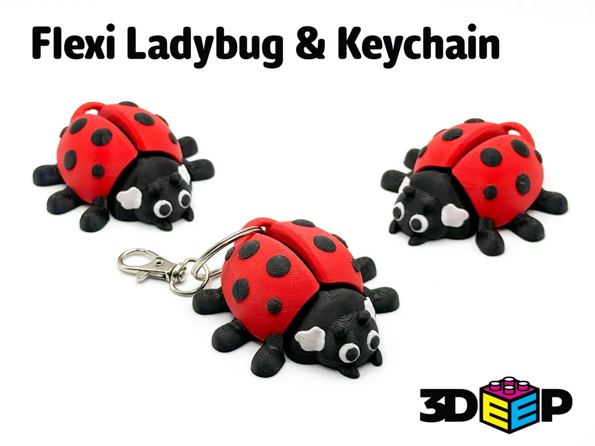 Flexi Ladybug & Keychain - No Supports by 3DeepDesigns MakerWorld: Download Free 3D Models - 3D model önizlemesi