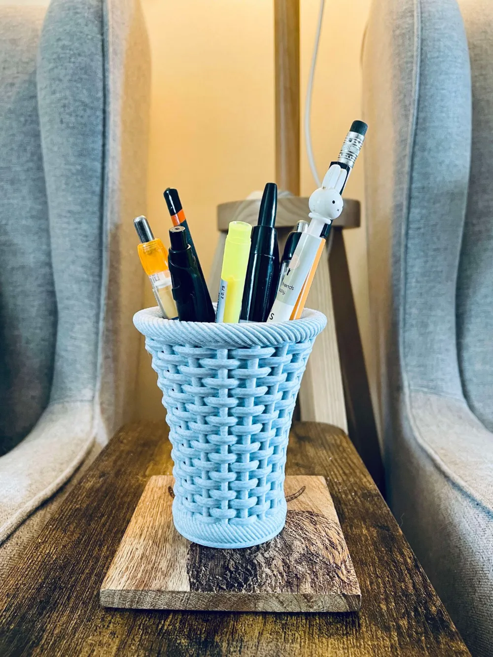 Pen holder, woven pattern, mini basket by b00g13 - MakerWorld