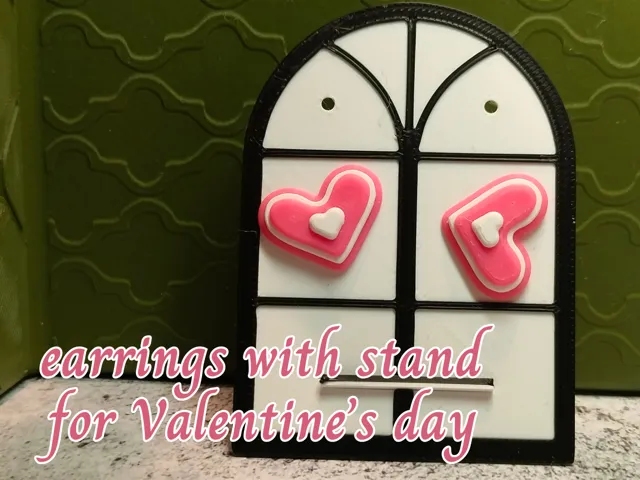 small heart earring for Valentine's day with stand