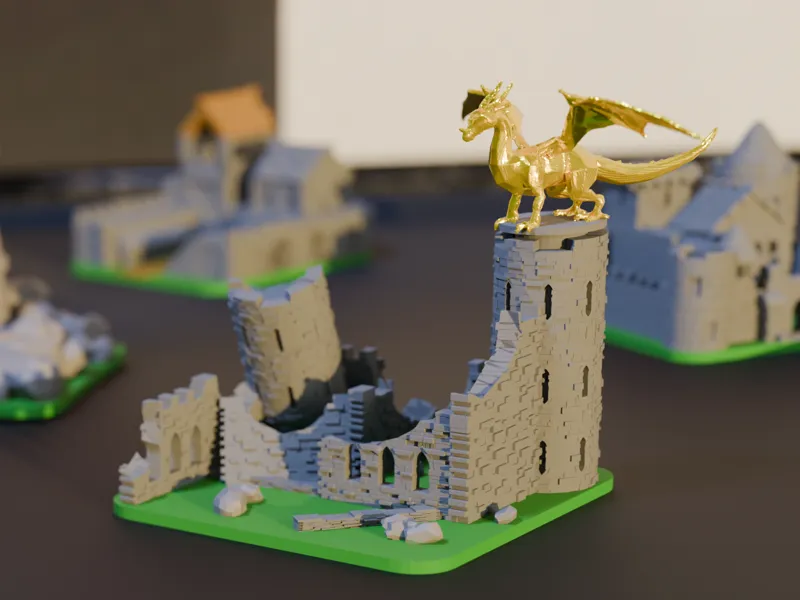 Mini Ruined Castle Dragon - Modular Tile