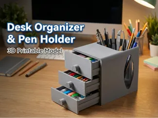 Desk Organizer & Pen Holder - 3 Drawers 