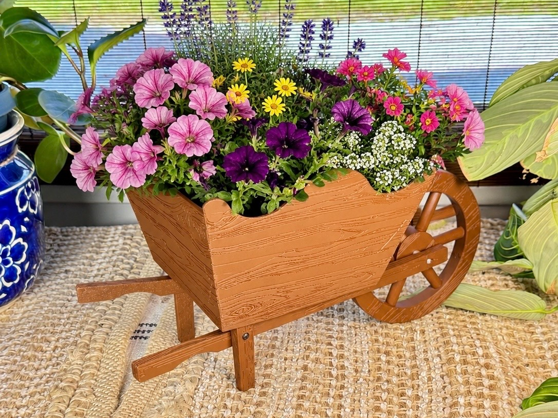 Rustic Wheel Barrel Planter