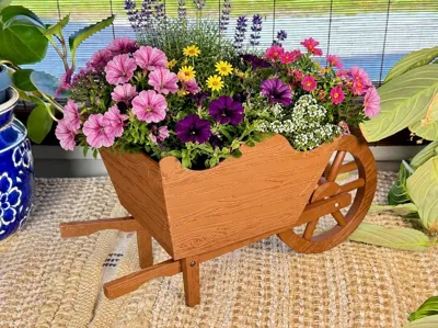 Rustic Wheel Barrel Planter