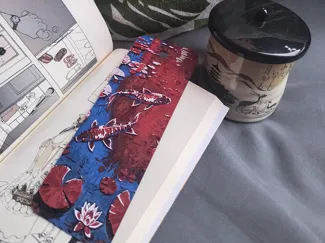 Koi and water flower design-Furin pendant/Bookmark