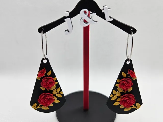 3D Floral teardrop earrings