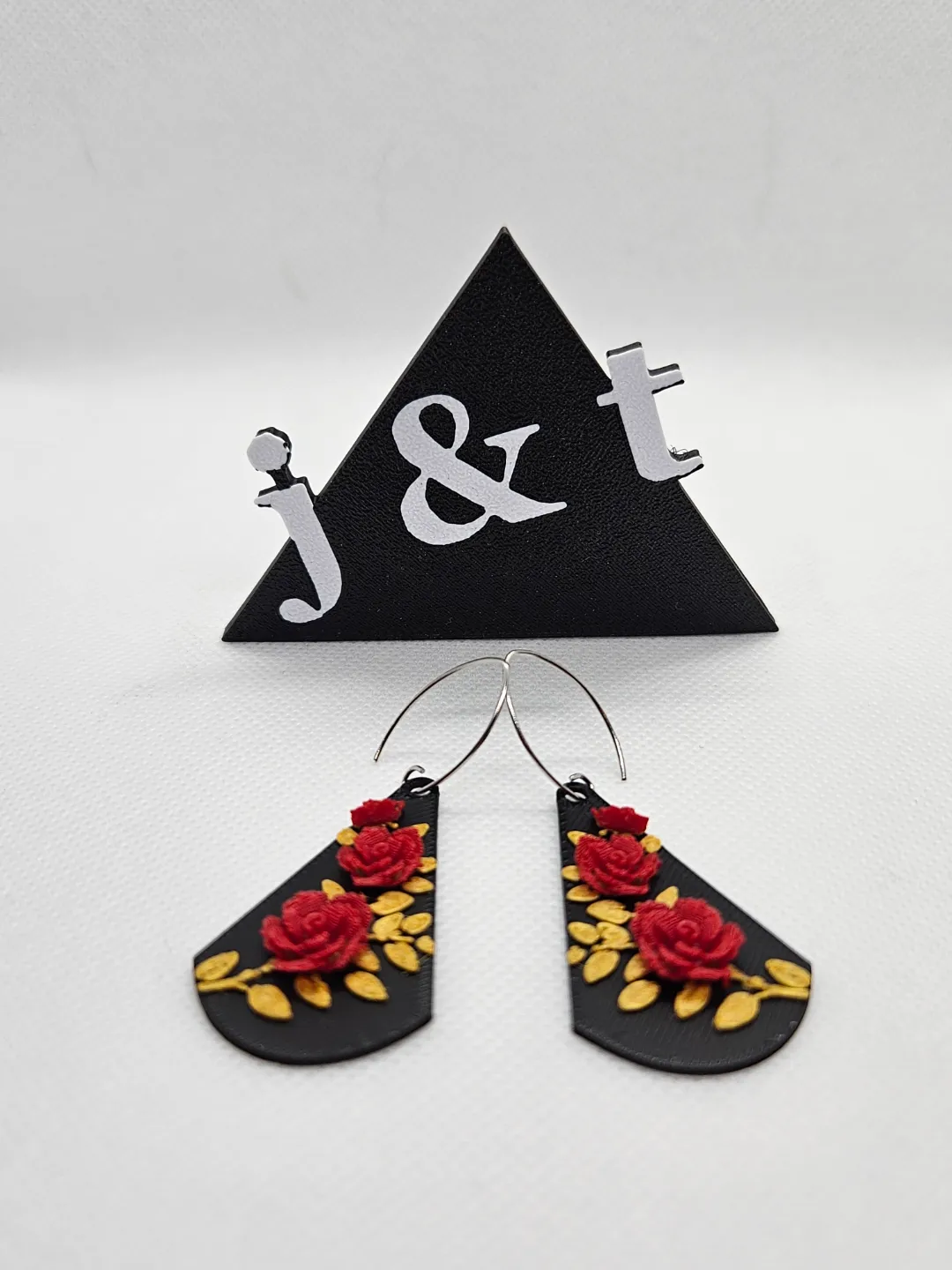 3D Floral teardrop earrings view 2