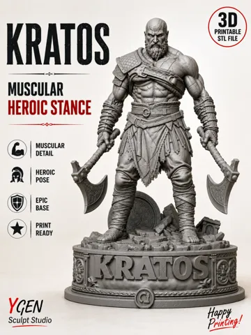 Letrero o emblema decorativo: Kratos – Muscular Heroic Stance — vista de referencia 2