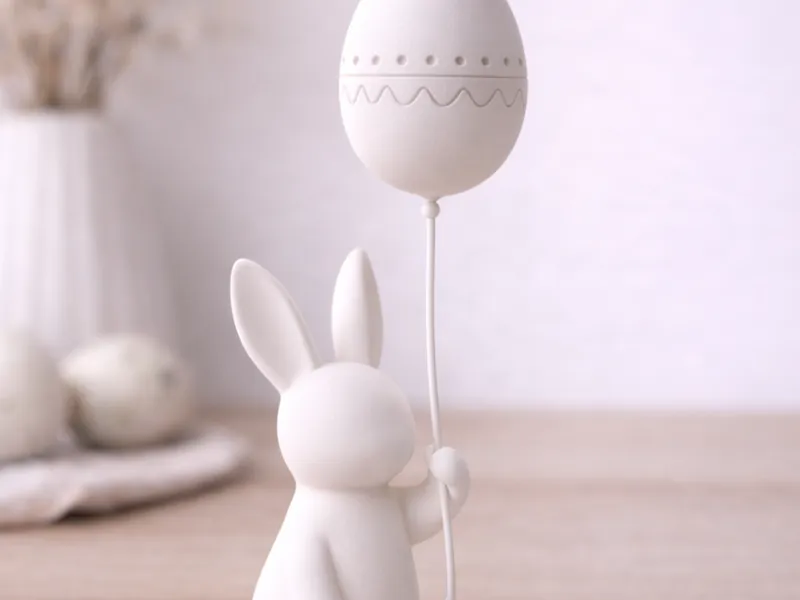 Minimalist 3D Printed Bunny with Decorative Egg