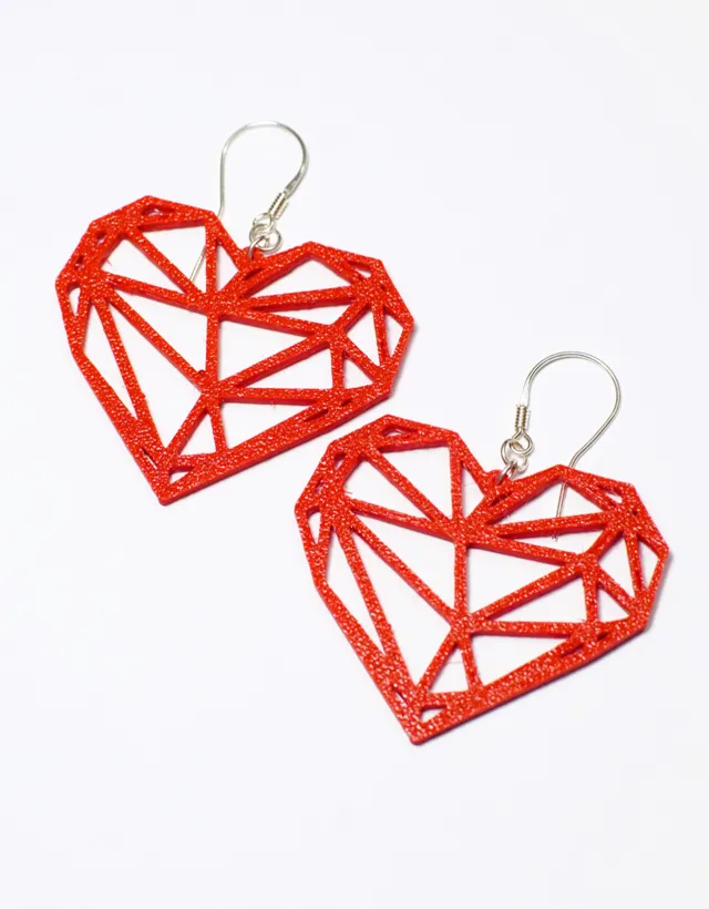 Earrings heart valentine's day v2 low poly