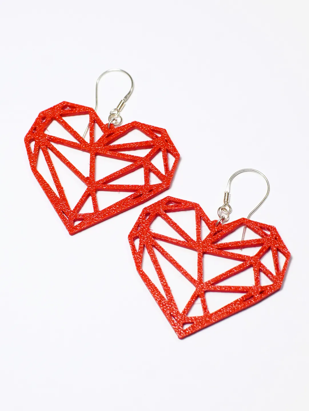 Earrings heart valentine's day v2 low poly view 2