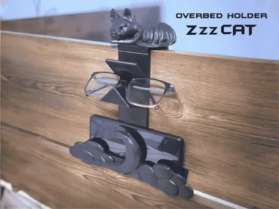 ZzzCat Overbed Phone & Glasses Holder, No Support 