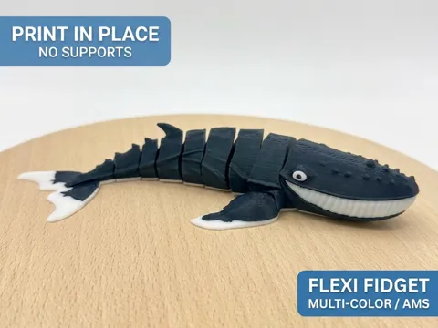 Objeto manipulable: Articulated Humpback Whale - Easy Print Fidget Toy — referencia de MakerWorld