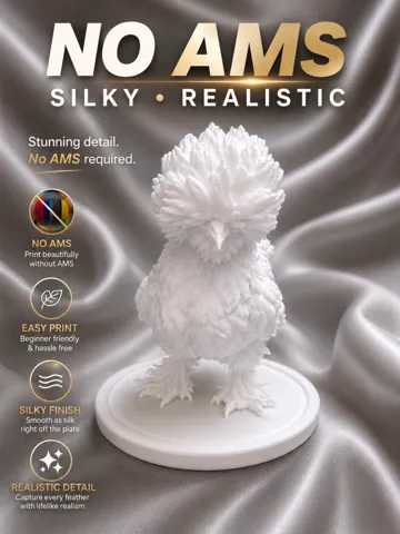 Accesorio para impresora 3D: Fluffy Silky Chicken Statue - Easy Print / No AMS — vista de referencia 2