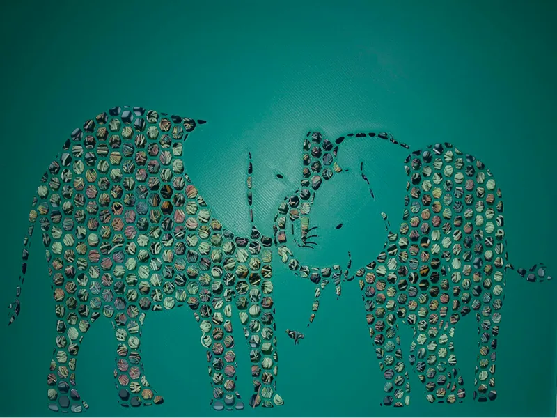 Hex Elephant Wall Art - Filament Fallout Frame Art