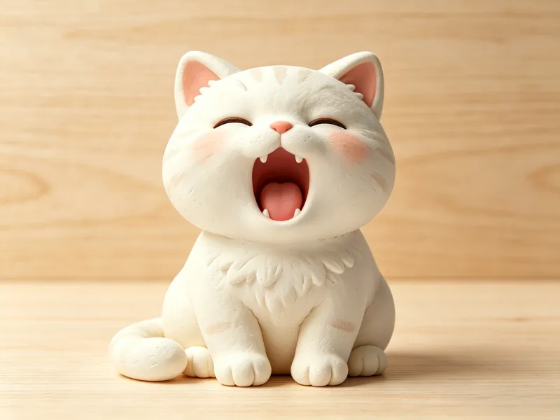 Sleepy Yawning Kitten Figurine