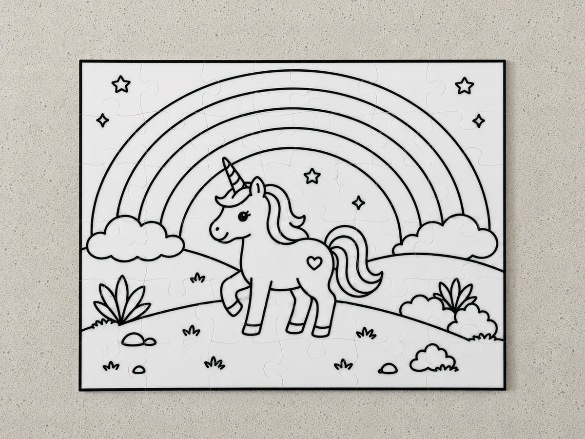 Cute Unicorn Coloring Puzzle & Storage Box