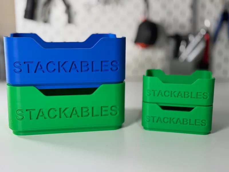 Stackables storage, 3 sizes with editable text 