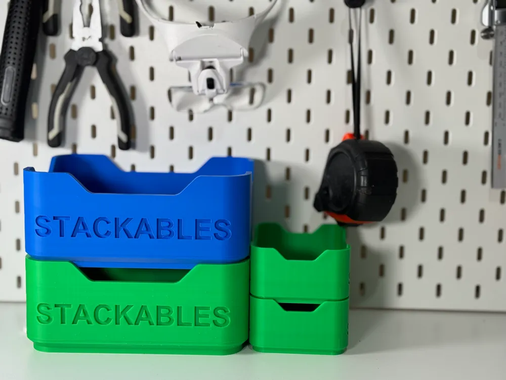 Stackables storage, 3 sizes with editable text by Practical 3D - MakerWorld