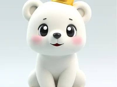Cute polar bear with crown