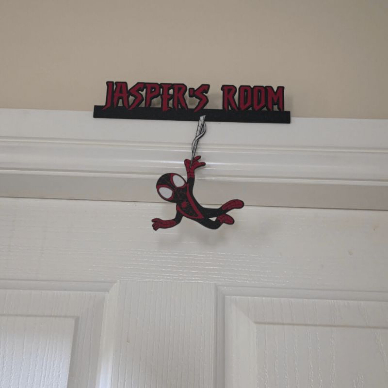 kid black Spider Hanging bedroom door sign
