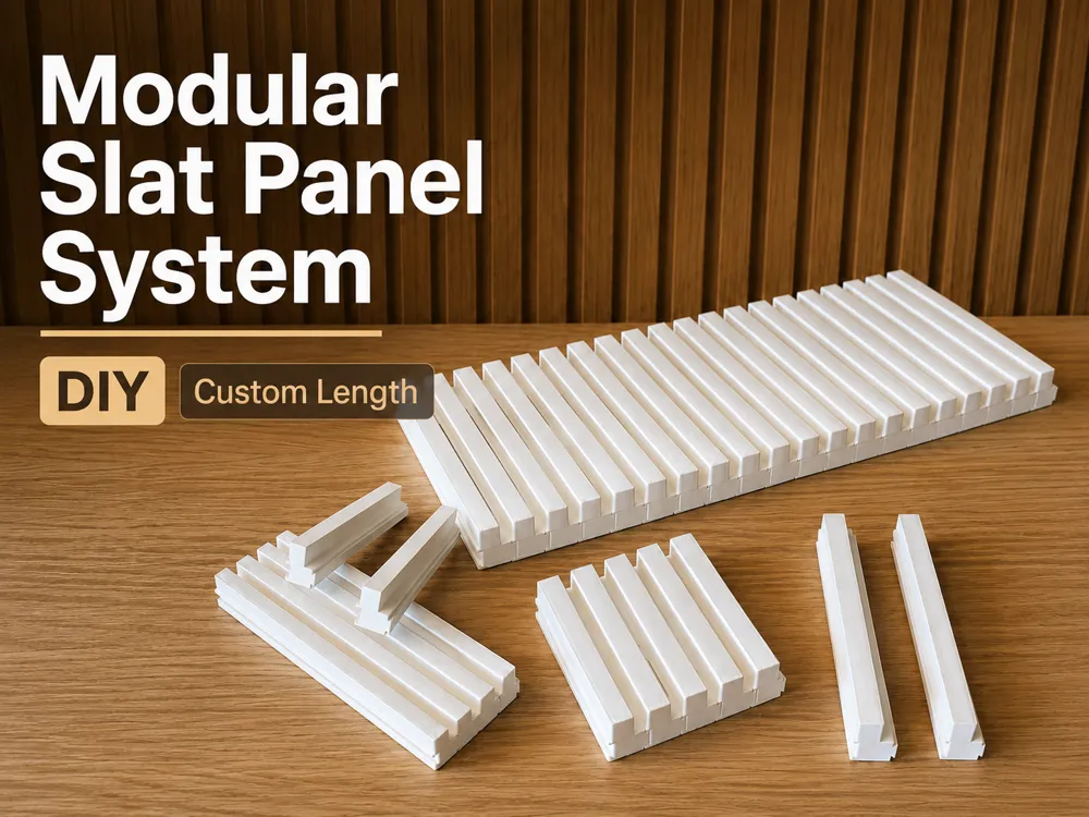 Letrero o emblema decorativo: Modular Slat Panel System –DIY Customizable Length. Referencia del modelo original.