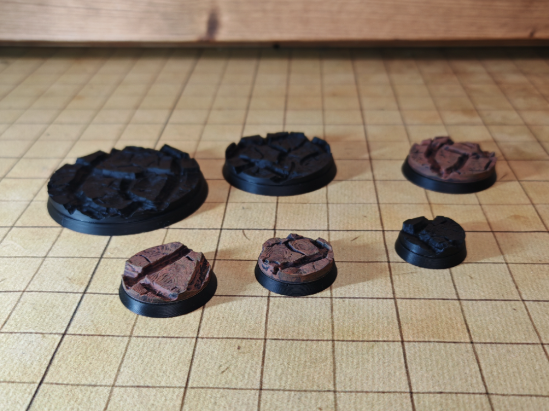 Deep Cracked Mud Bases 25mm-60mm - DnD 40K TTRPG