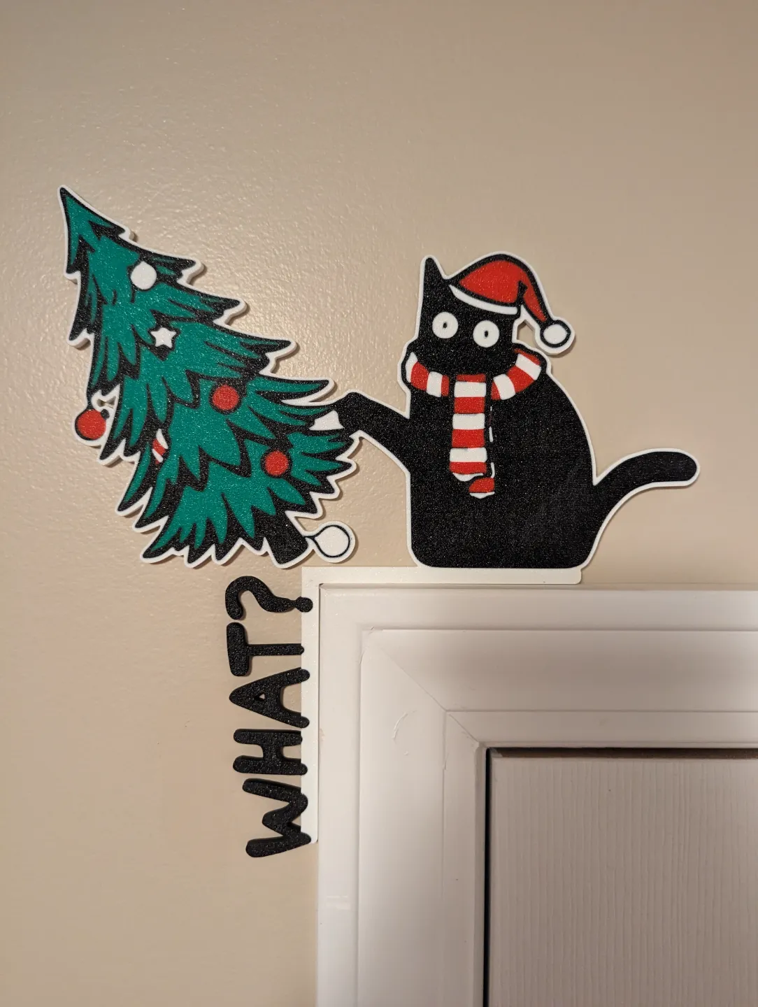 Kitty Cat Christmas Door Decoration view 4