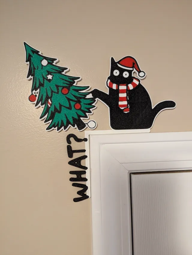 Kitty Cat Christmas Door Decoration