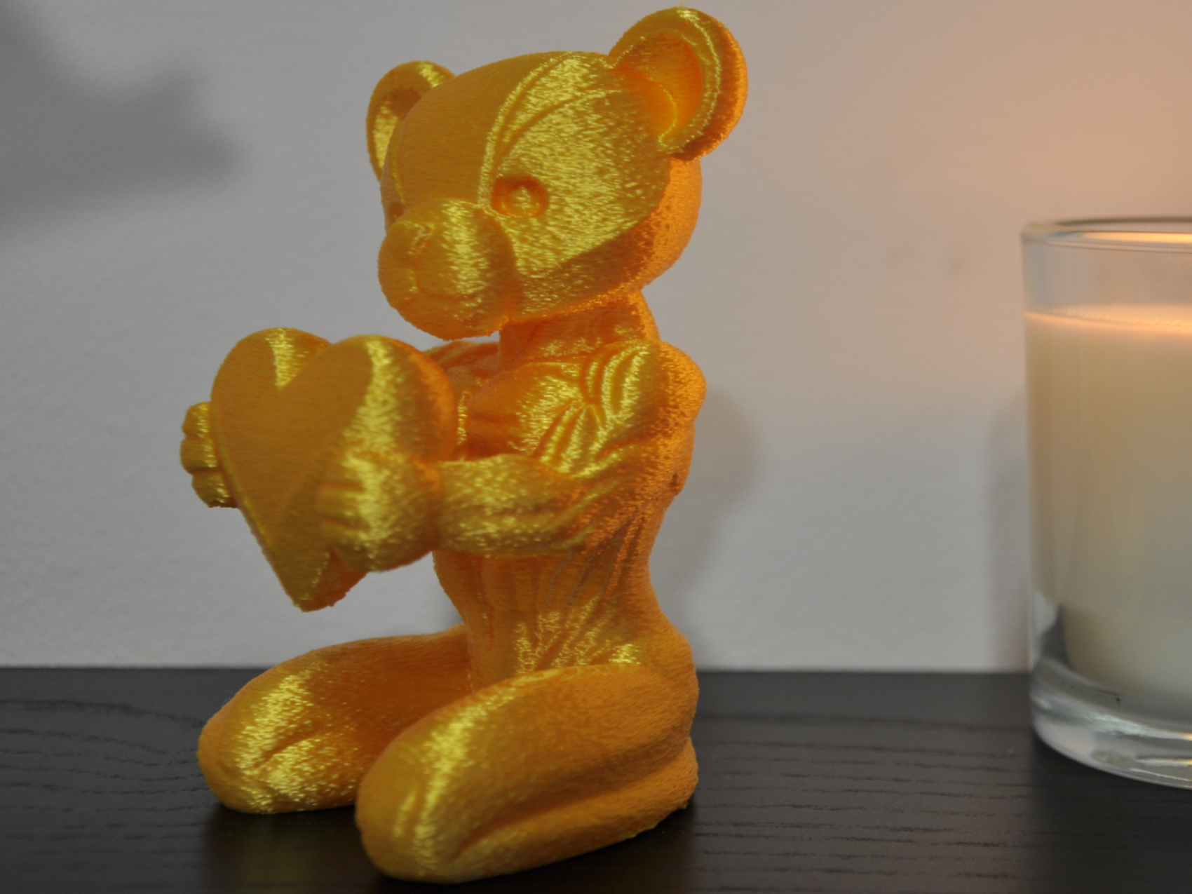 Cute Valentine Bear Holding Heart Romantic 3D Gift