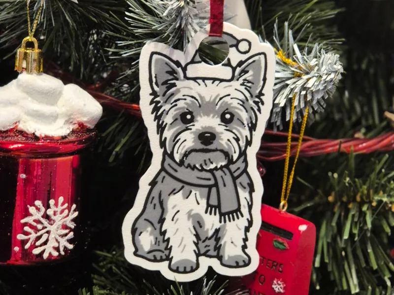 Christmas Yorkshire terrier ornament
