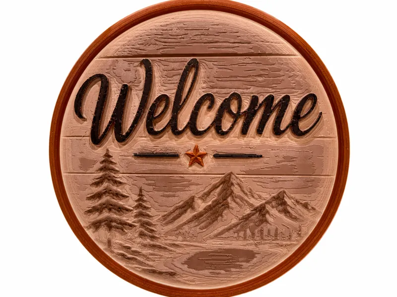 Rustic Round Welcome Sign 