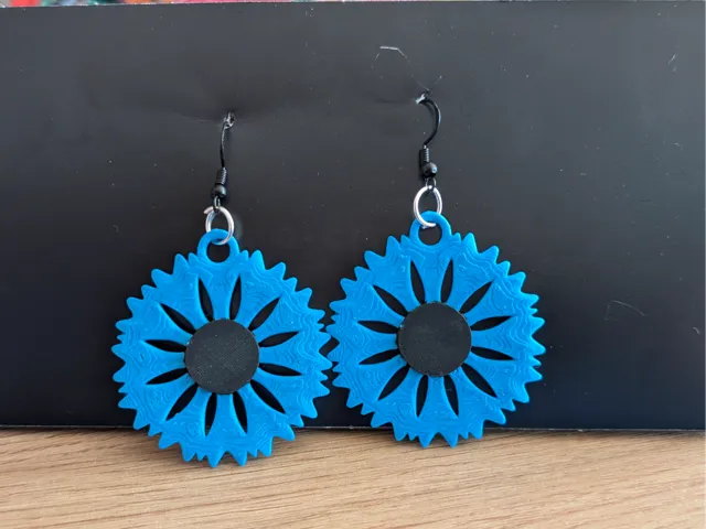 Intricate Cornflower Dangle Earrings
