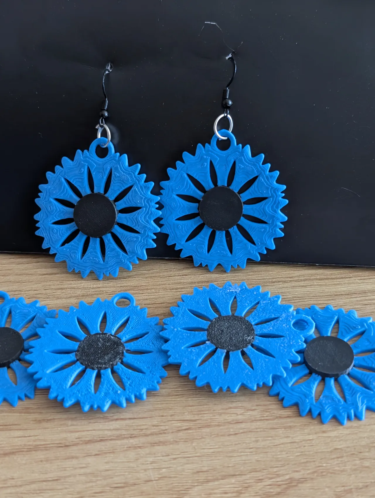 Intricate Cornflower Dangle Earrings view 2