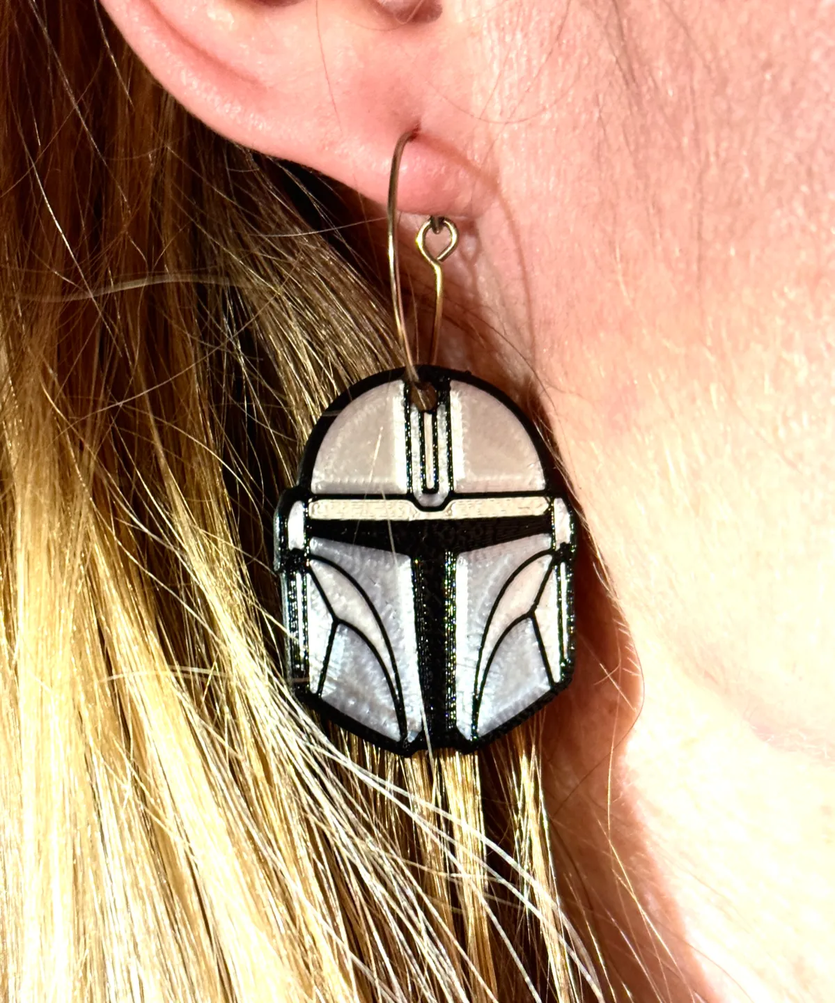 Mandalorian Helmet Earrings view 2