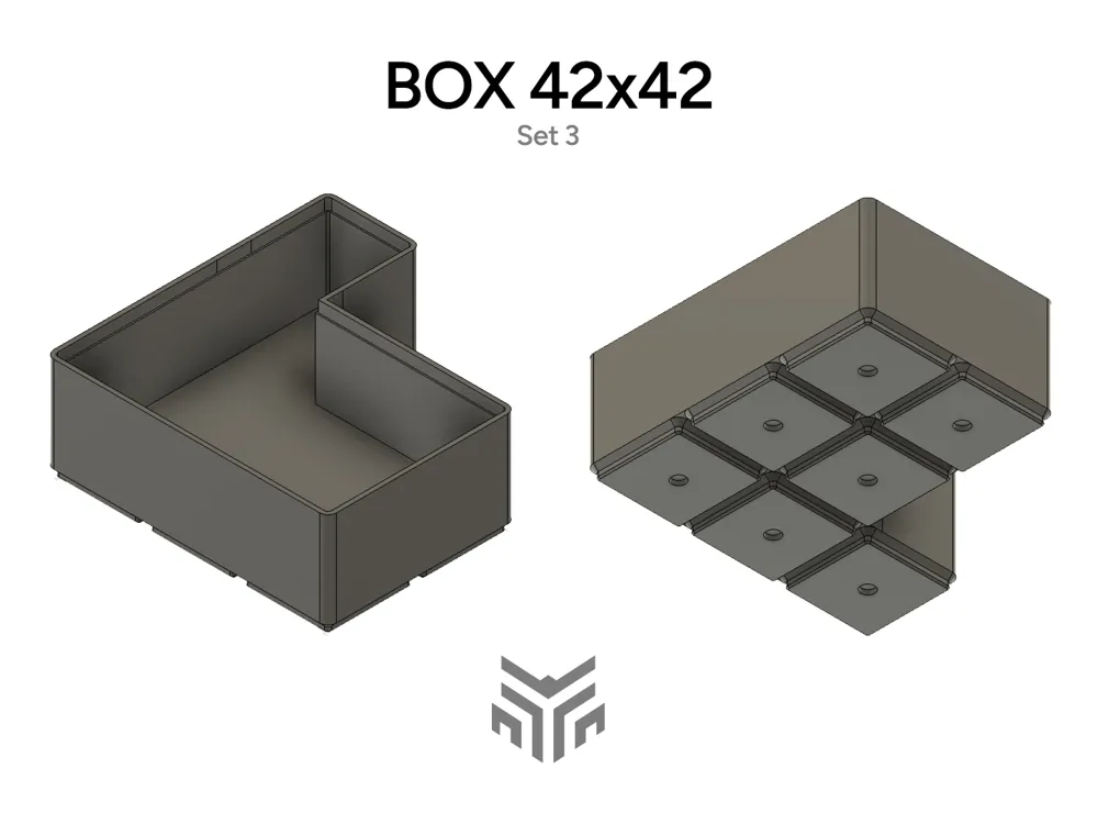 Gridfinity 42×42 Boxes w/ Full & Half Box | Set 3 - Free 3D Print Model ...
