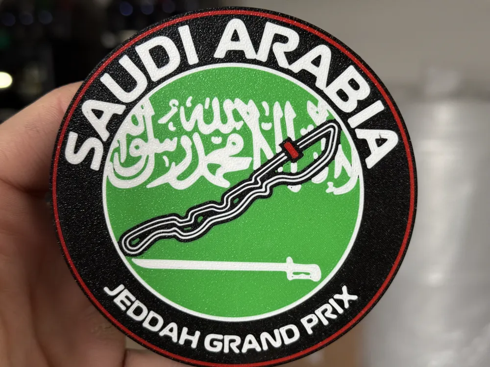 Saudi Racing Flags Saudi Arabia F1 Grand Prix coaster - Free 3D Print Model - MakerWorld