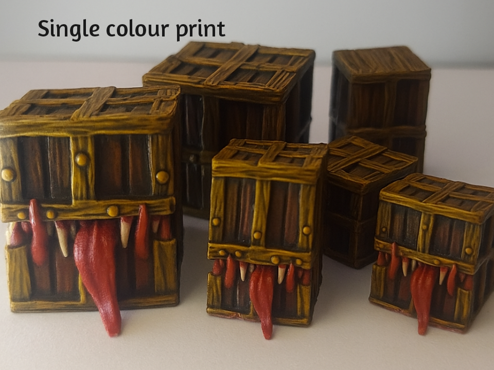 D&D Mini - Crate Mimics - 3 Variations - TTRPG