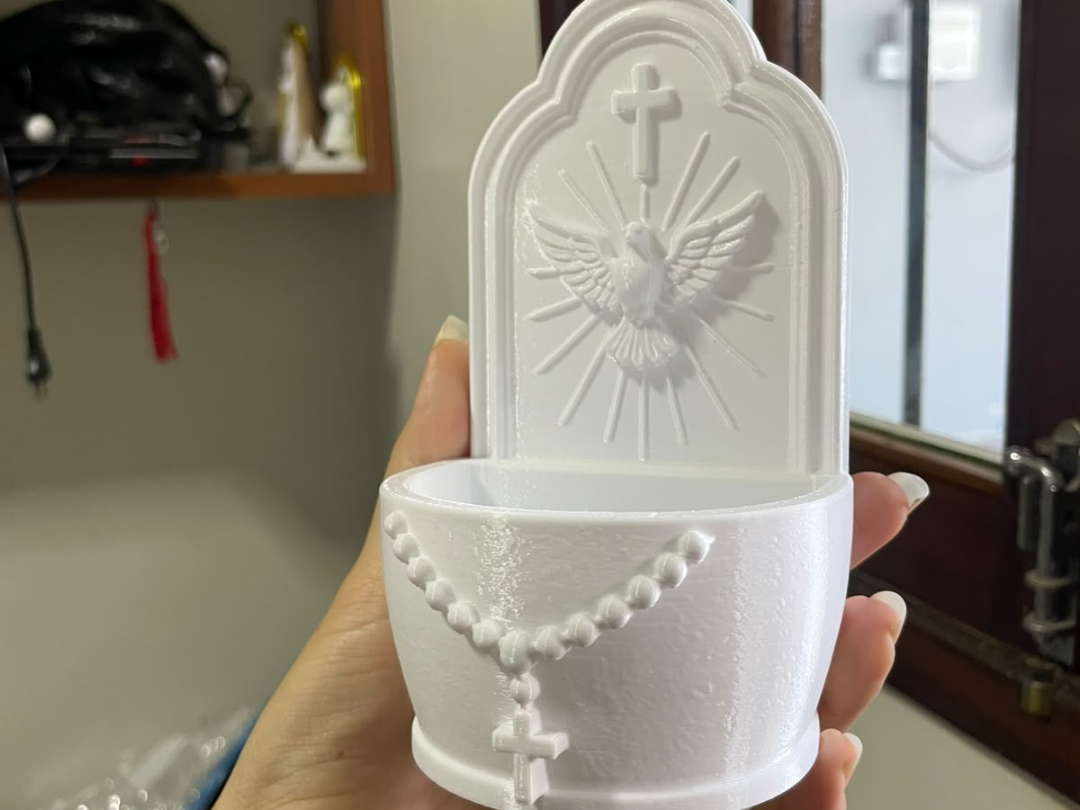 Pia para Água Benta com Suporte para Prego - 1