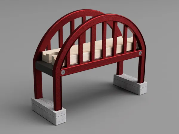 Pont de chemin de fer pour rails en bois