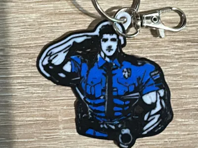 Double Face Police Officer Keychain