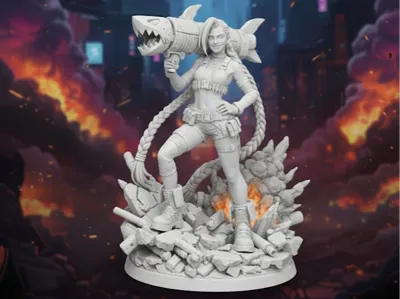 Jinx Statue: High-Detail Figure for Painting