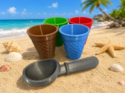Sand Ice Cream Cone and Scoop
