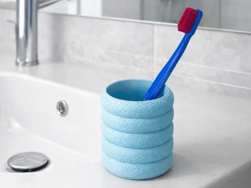 Fuzzy Skin Donut Toothbrush Cup