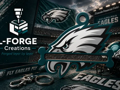 Accesorio para sujetar ligas de cabello: Philadelphia Eagles Hair Tie Holder Keychain — referencia de MakerWorld