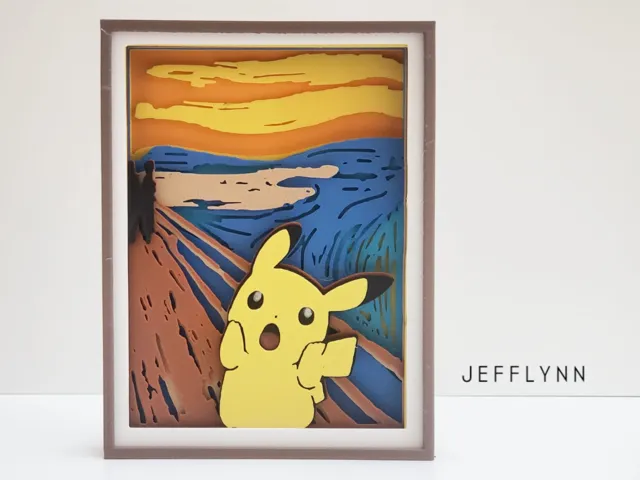Pikachu in "The Scream" Painting - Shadow Box