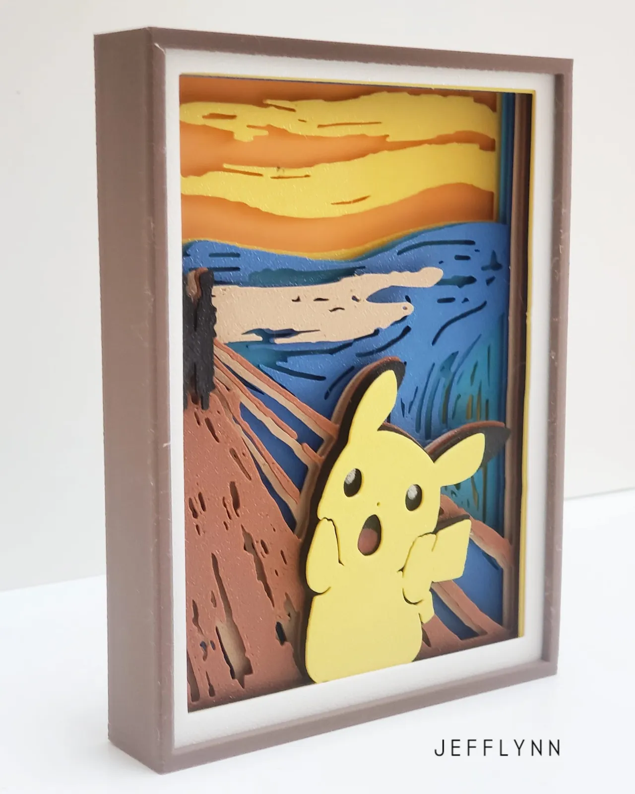 Pikachu in "The Scream" Painting - Shadow Box view 2
