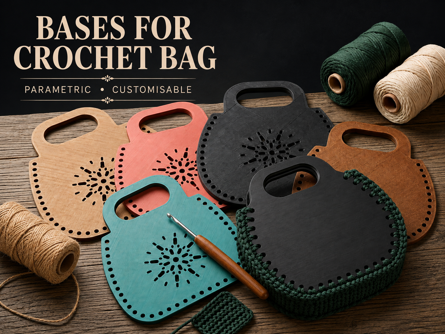 Parametric Crochet Bag Base | Customisable 3D model