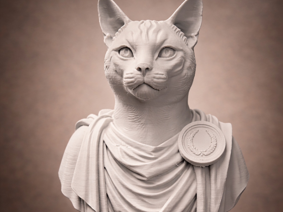 Imperial Cat Emperor - Luxury Roman Style Sculptur
