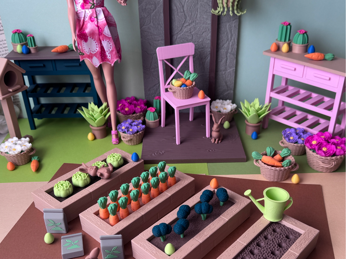 Miniatúr Garten mit Osterdeko für dein Puppenhaus 