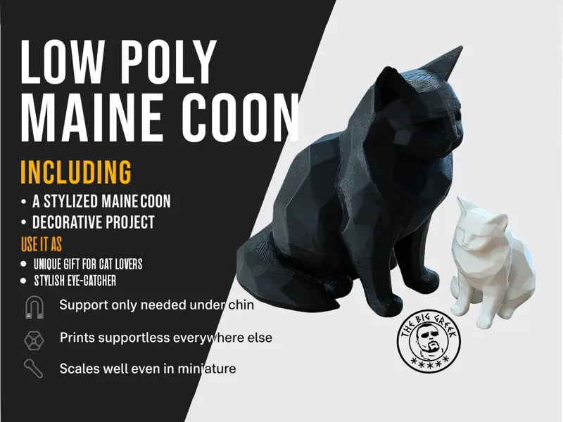 Low Poly Maine Coon – Stylized Cat